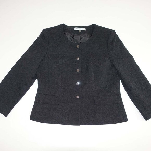 Kasper Women's 5 Button Blazer Jacket Size 4 Black White Suit Coat Short Length - Picture 1 of 6